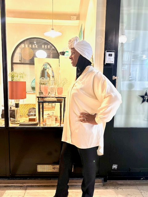 Blouse satinée jaune