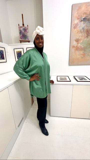 Blouse satinée verte