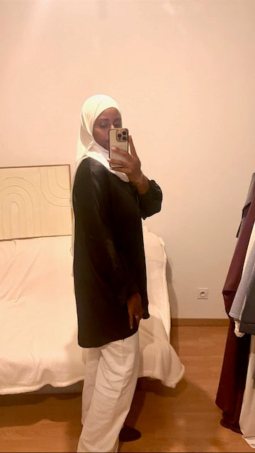 Blouse satinée noir