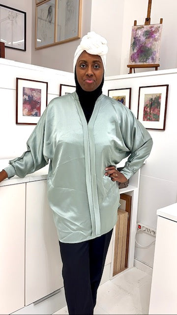 Blouse satinée argenté