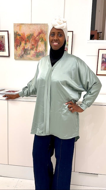 Blouse satinée argenté