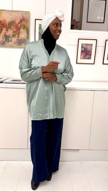 Blouse satinée argenté