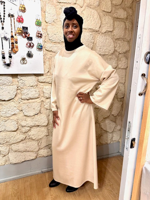 Robe pull blanc cassé