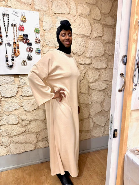 Robe pull blanc cassé