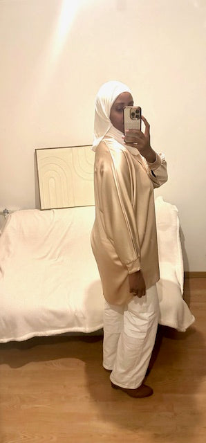 Blouse satinée doré