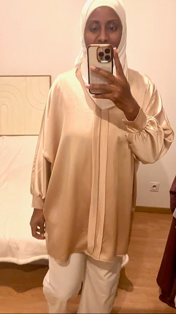 Blouse satinée doré