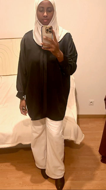Blouse satinée noir